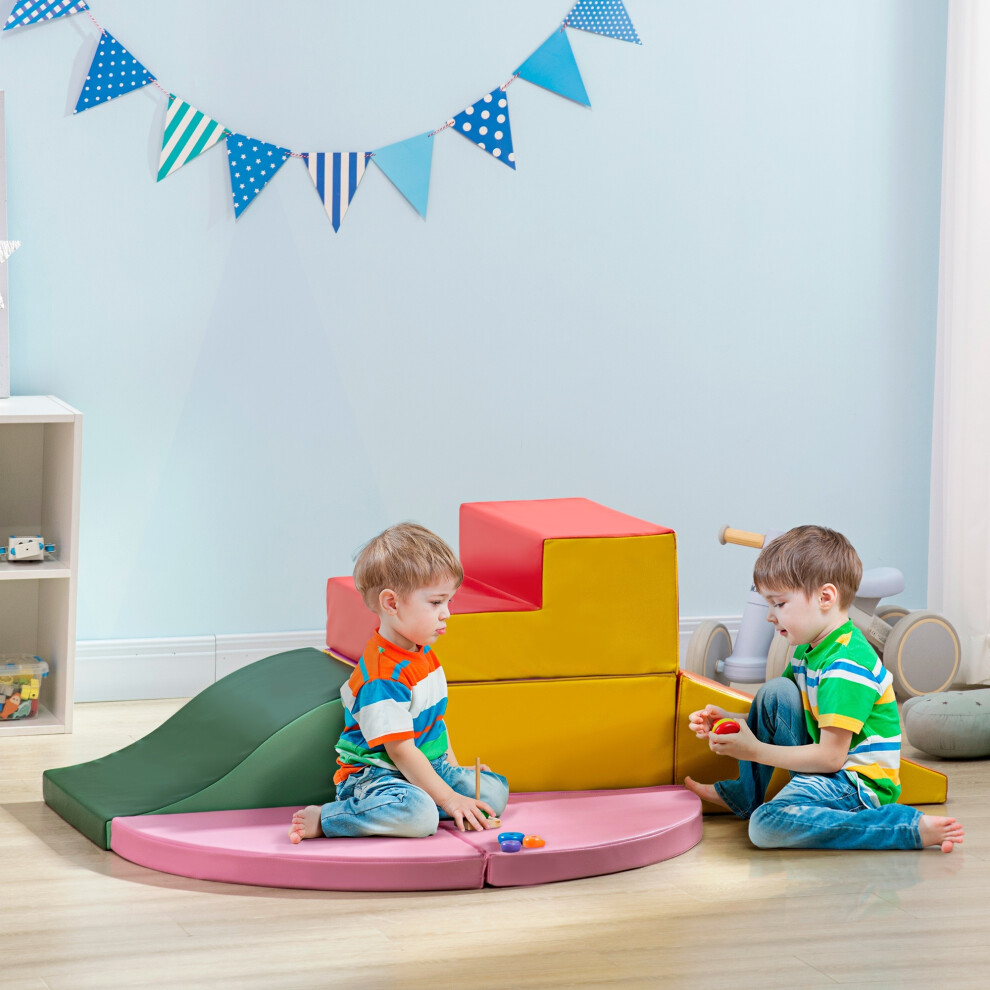 Homcom 6 Piece Soft Play Equipment For Kids Climb And Crawl, Red