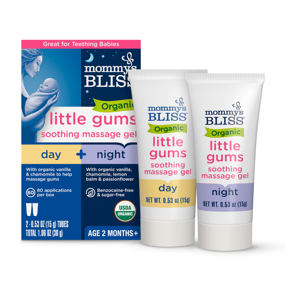 Mommy's Bliss - Organic Little Gums Soothing Massage Gel - Day & Night Combo - 2 0.53 Oz Tubes
