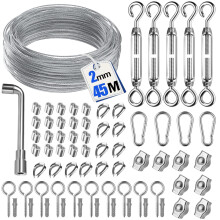 45M 71pcs Garden Wire for Climbing Plants, Durable Stainless Steel Cable Wire Kit, Fence Wire with Turnbuckle, Wire Tensioner, for Hanging String