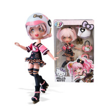 Famosa 4SF Golden Diva Roller, Japanese Fashion Doll in Roller Skate Look, Figure of 19.5 cm with 15 Points of Articulation, Includes Helmet, Bag,