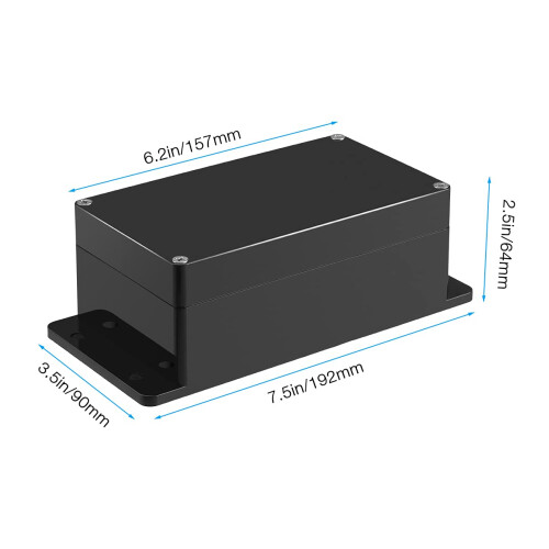 Project Box with Fixed Ear Therlan DIY IP65 Waterproof Junction Box ABS Universal Electronics Project Enclosure Black Project Boxes Dustproof Plastic 1