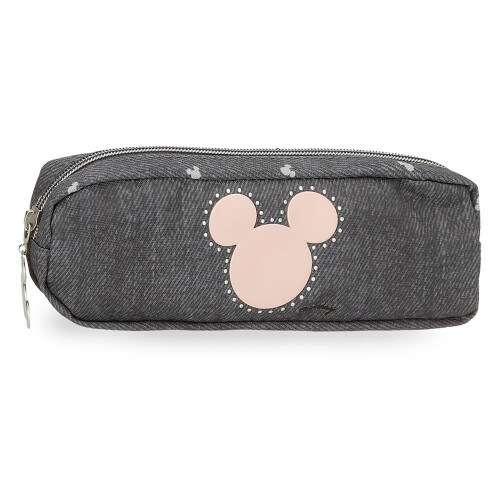 Disney Joumma Mickey Studs Pencil case Black 22x7x3cm Polyester, Black/White, Case