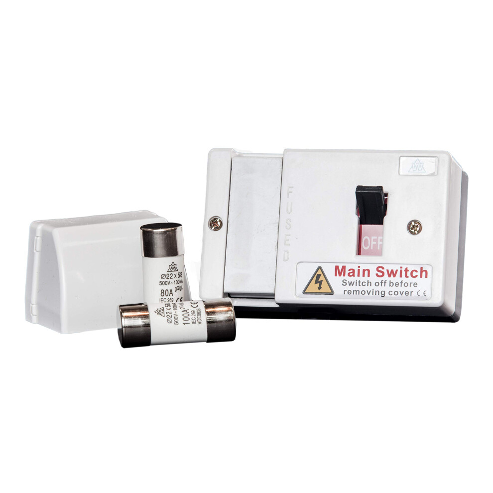 Fused Main Switch 80A & 100A Fuses With Cable Shroud Wced - Wfis100 5060706834397