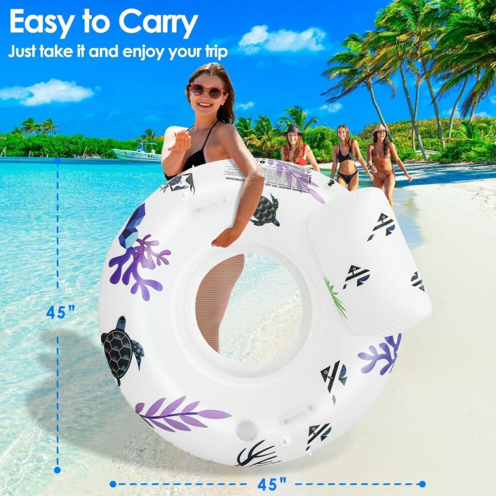 Inflatable Adult Pool Float With Sunshade, Backrest Lounge Chair & Tanning Raft For Outdoor Swimming