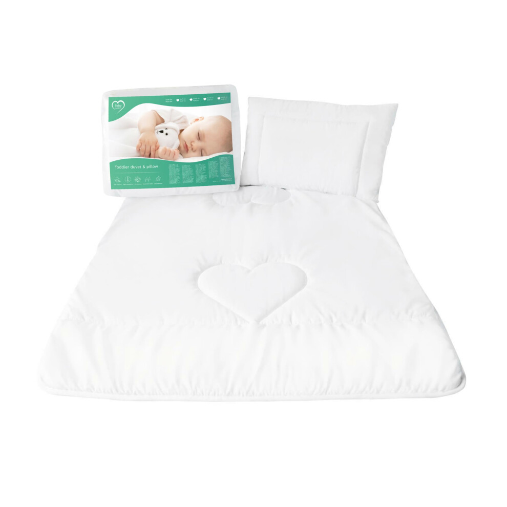 Baby Duvet Quilt 135X100 Cm + Flat Pillow All Seasonal Cot Bed Filling Bedding Set White Baby Comfort