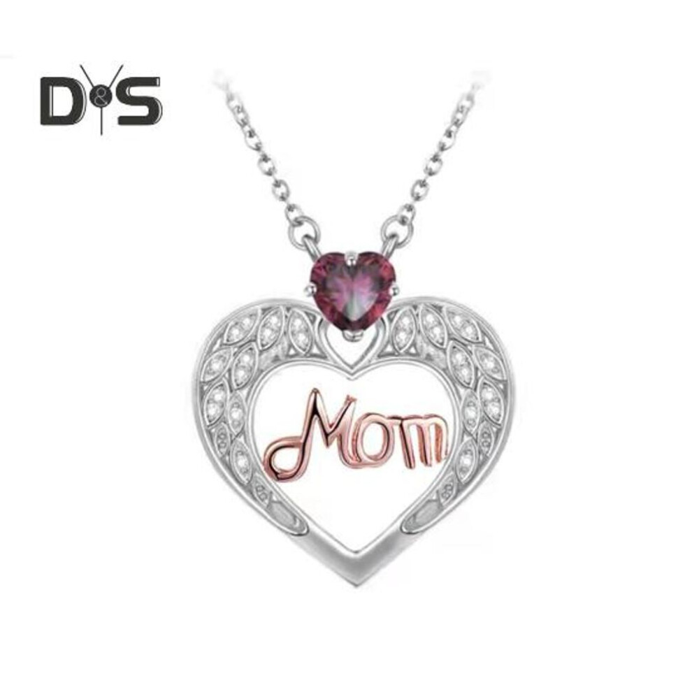 (rose gold) Mom Necklace Women's Faux Crystal Love Heart Pendant Necklace Mother's Day Gift for Mom Grandma Wife from Daughter Son