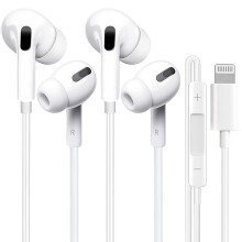 2 Pack Lightning Headphones 【Apple MFi Certified】 Wired Earphones iPhone Headphones In-Ear Earbuds Noise Isolating Built-in Microphone & Volume