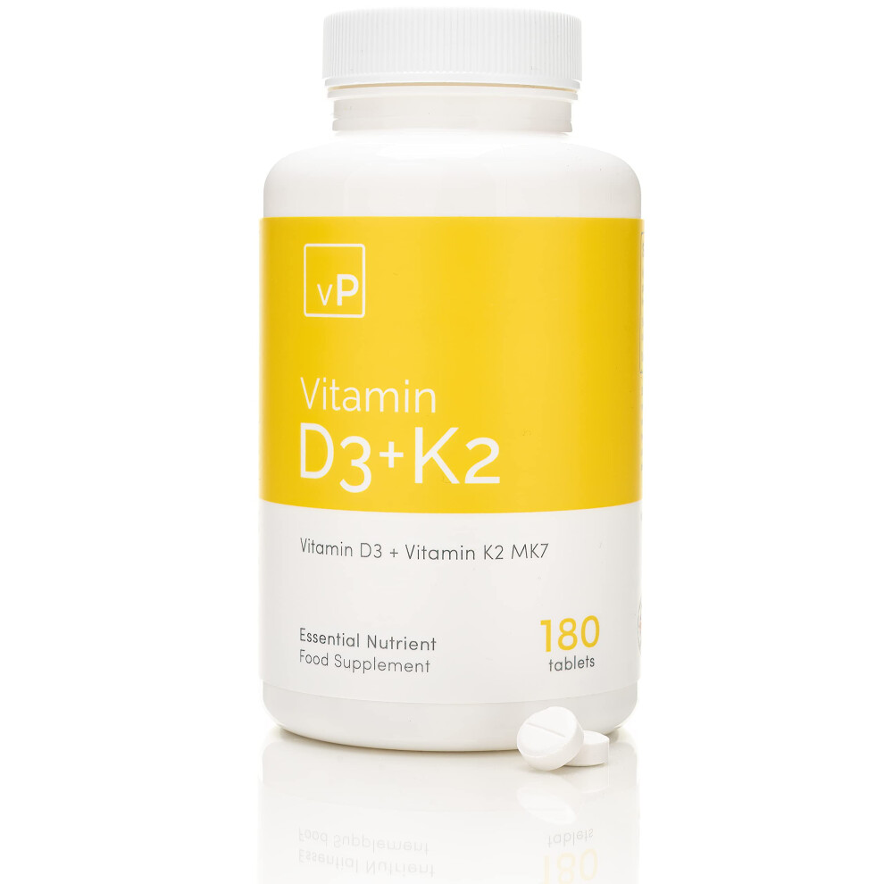 Vp Vitality Pro Vitamin D3 4000 Iu With Vitamin K2 100Ug X 180 Tablets - Third Party Tested - Vitamin D Supplement With K2 Mk7 - Vitality Pro