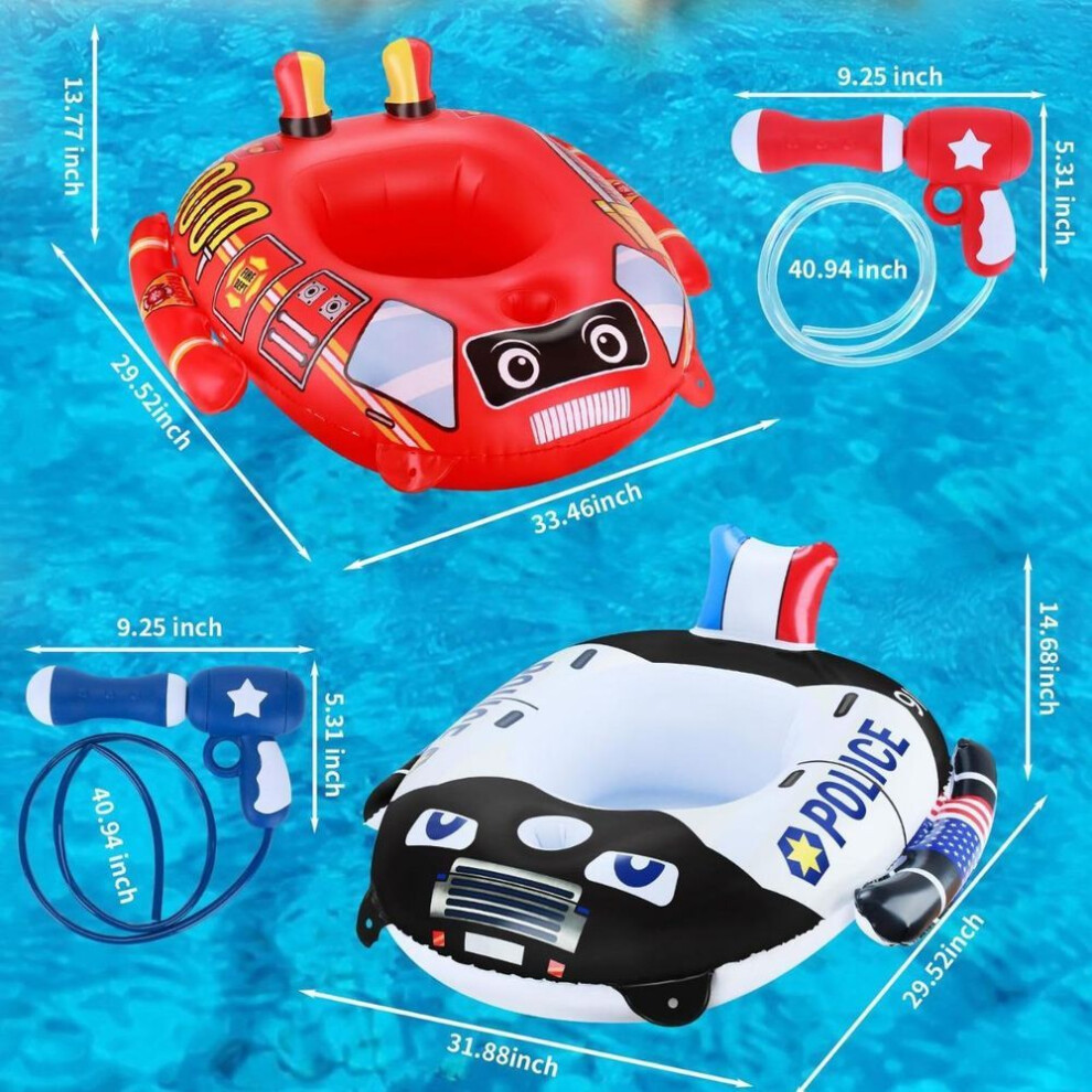 Car-Shaped Inflatable Baby Seat - Water Spray Swim Ring with Squirt Gun for Pool Bumper Car Play