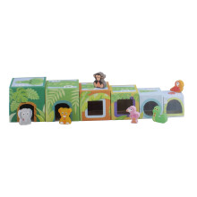 Cubes gigognes - CUBOS EMPILHÁVEIS SAVANA TRUDI SPA 88008 - 6 cubos - 6 cortadores - Madeira e papelão