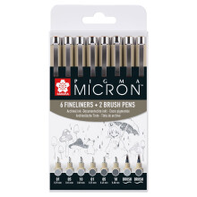 8 pennarelli - Grigio - Disegno - Schizzo - Manga - Punte multiple - Sakura - Pigma Micron