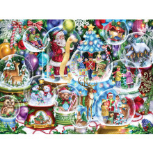 Vermont Christmas Company Puzzle 'Boules à Neige' 550 Pièces - 24" x 18" - Grand Puzzle de Noël pour Adultes