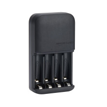 Battery Charger for Rechargeable AA and AAA NiMh Batteries – UK Plug, 4-Bay, Black