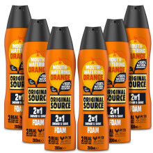 Orange 2 in 1 Shower and Shave Foam (Pack of 6)|100 Percent Natural Fragrance | Vegan, Cruelty Free, Paraben Free|Bulk Buy, 6 x 200ml