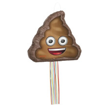 Multicolor Poop Emoji Drum Pull Pinata (45cm x 43cm) 1 Piece - Fun & Unique Party Accessory for Celebrations