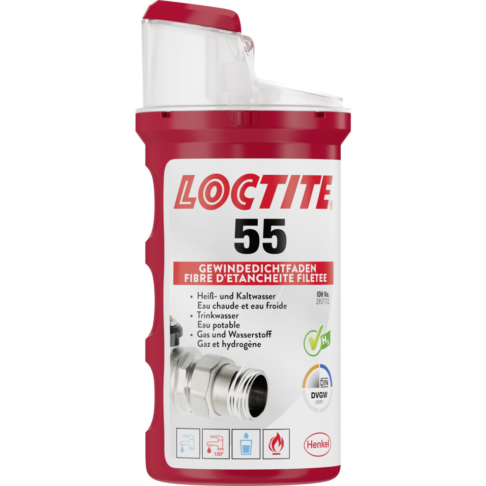 55, Thread Sealing Thread for Quick Seal, Thread Seal for Pipe Threads and Fittings, for Threads Made of Metal and Plastic, 1 x 160 m