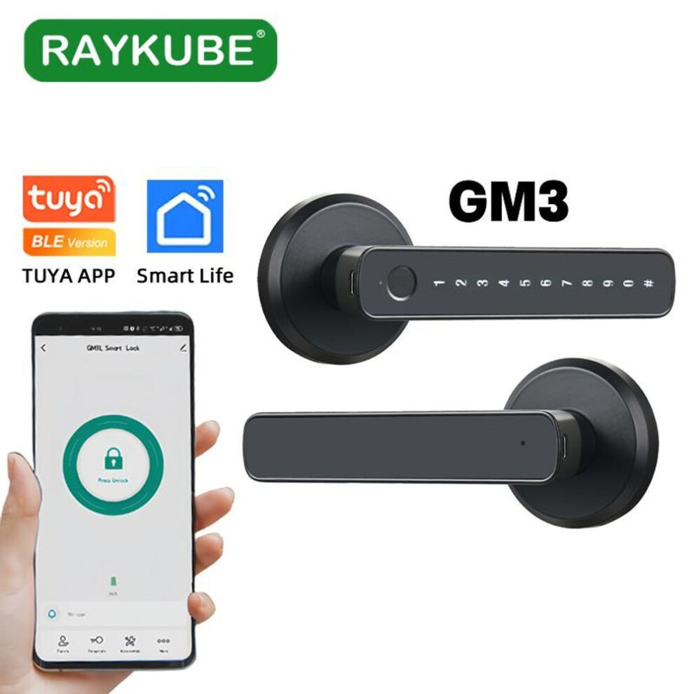 RAYKUBE B5 Tuya Bluetooth Smart Lock, Biometric Unlock, Bedroom Passage Door Lock