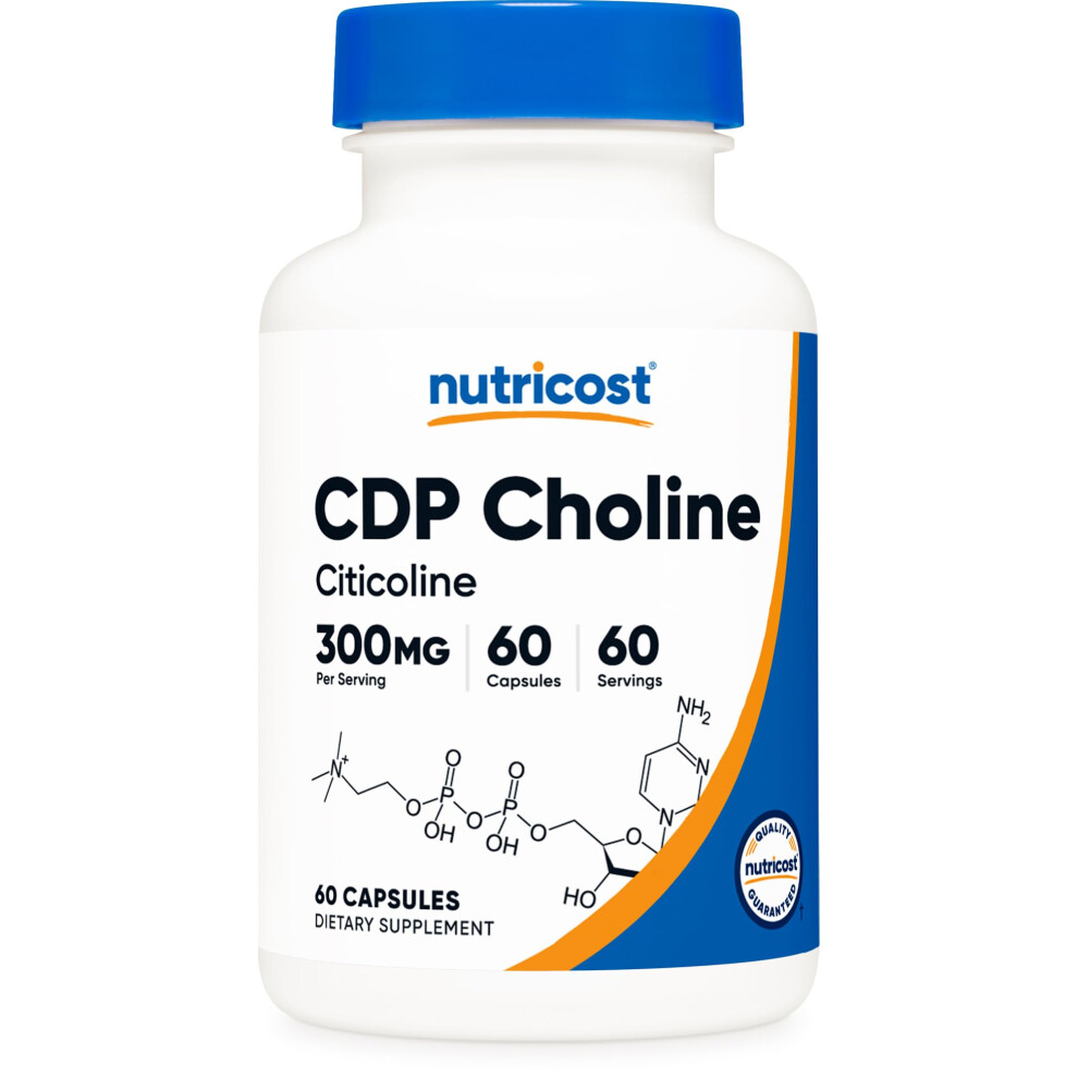 Nutricost Cdp Choline (Citicoline) 300Mg, 60 Veggie Capsules - Non-Gmo, Vegan Friendly, Gluten Free