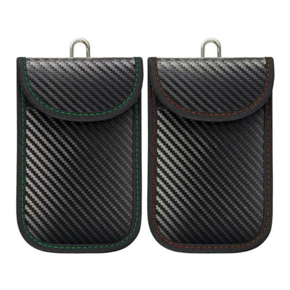 2 Pack Faraday Bag Key Fob Protector Rfid Signal Blocking Key Bag Anti-theft Car Key Case Carbon Fiber Multi-functional Compatibility Faraday Cage