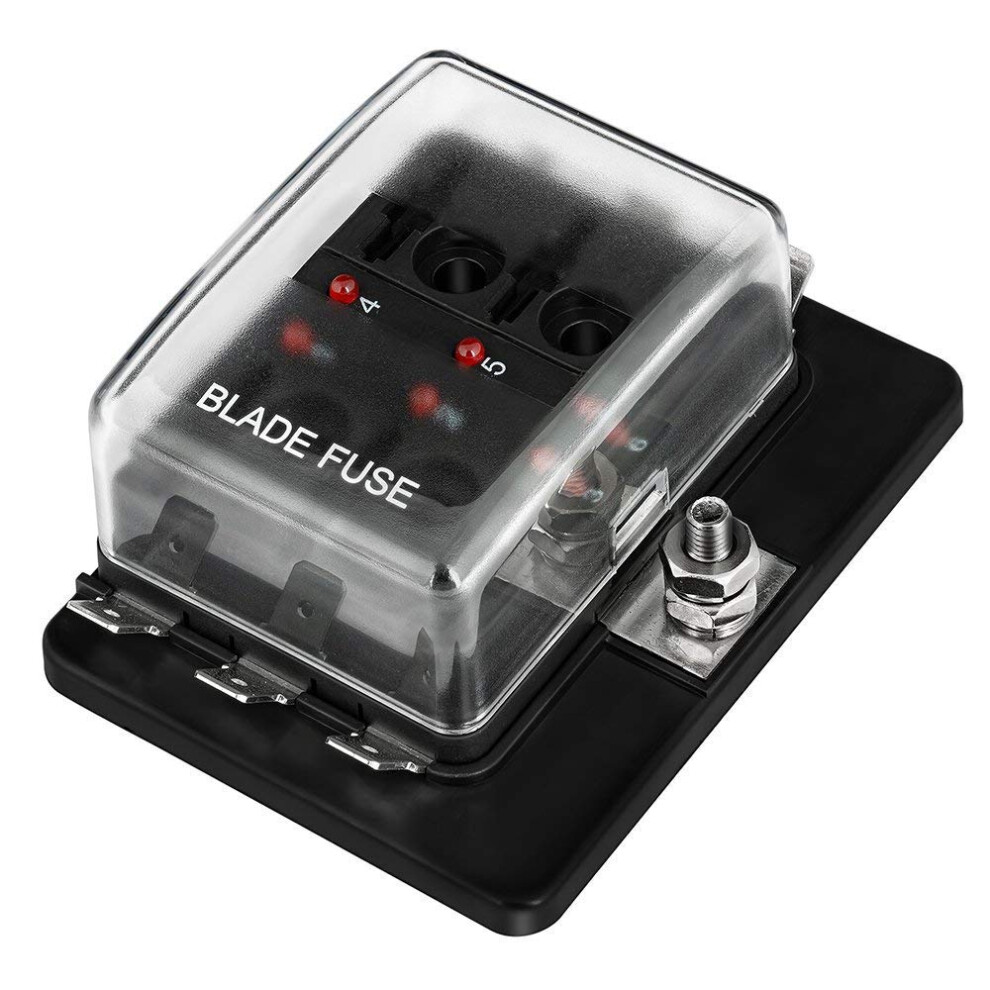 Car 12V Fuse Box 6Way Blade Fuse Box Holder With Led Warning For Automotive Car Boat Marine Trike (6 Way) Light 737123123513