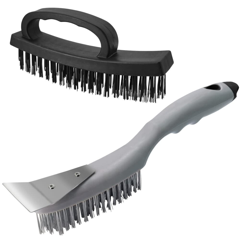 Wire Brush Set Of Heavy Duty Steel Brush With Ergonomic Handle, 2Pcs Wire Brushes For Cleaning Rust And Heavy Dirt 9331889360444