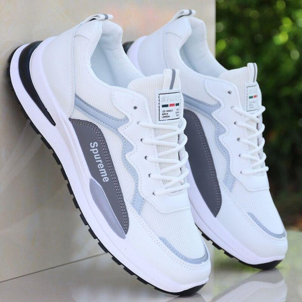 (white, 41) Mens Sneakers 2024 Summer New Fashion Casual Shoes for Men Lace Up Light Breathable Running Tennis Trainers Zapatillas De Hombre