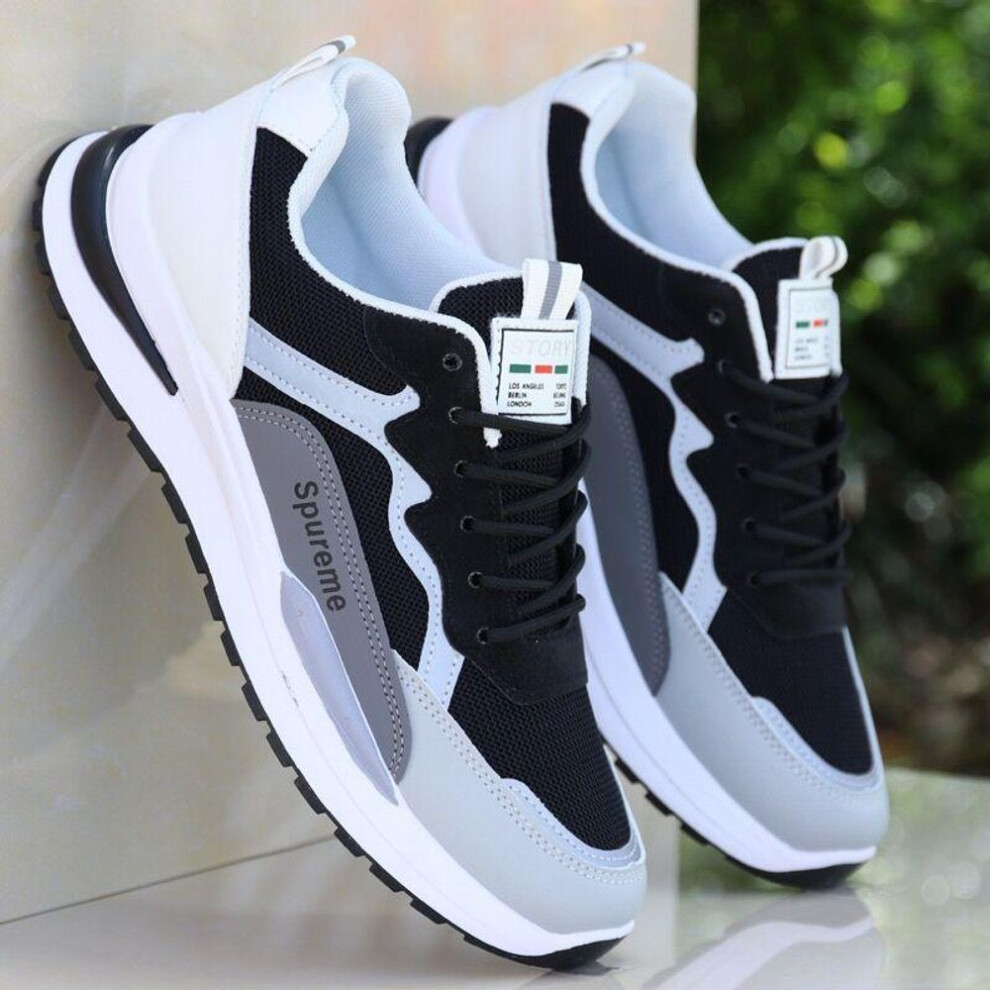 (black, 42) Mens Sneakers 2024 Summer New Fashion Casual Shoes for Men Lace Up Light Breathable Running Tennis Trainers Zapatillas De Hombre