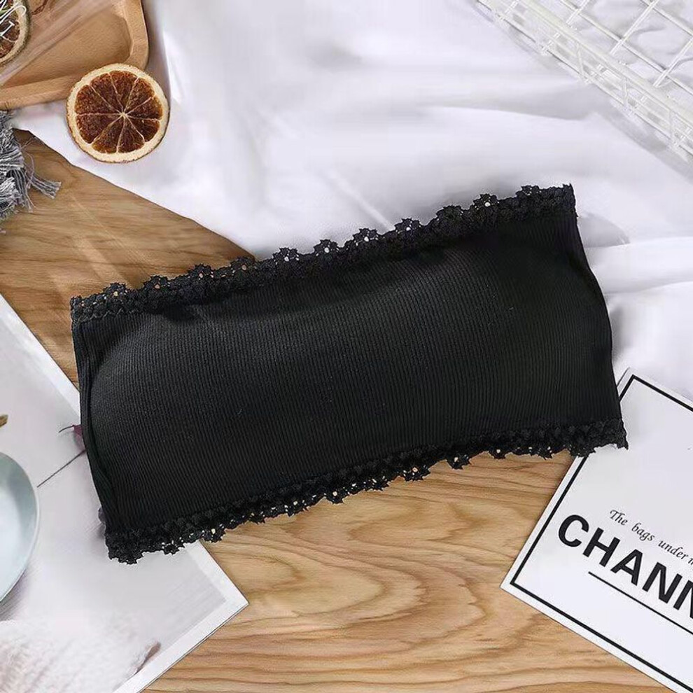 (black, One size (80-130 jin)) Women's Strapless Tube Top: Anti-slip, Padded, Backless, Chest-wrap Bra - Lightweight, Summer-ready