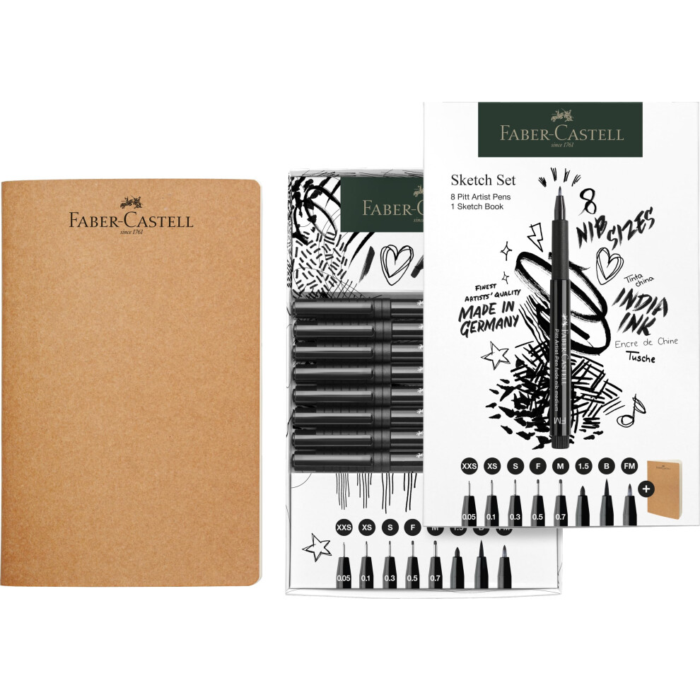 267102 Sketch Set 9 Pieces with Sketch Book and Ink Pens Pitt Artist Pen
