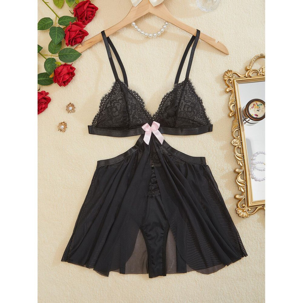 (XL, black) New sexy lace onesie three-point swimsuit sex direct sales