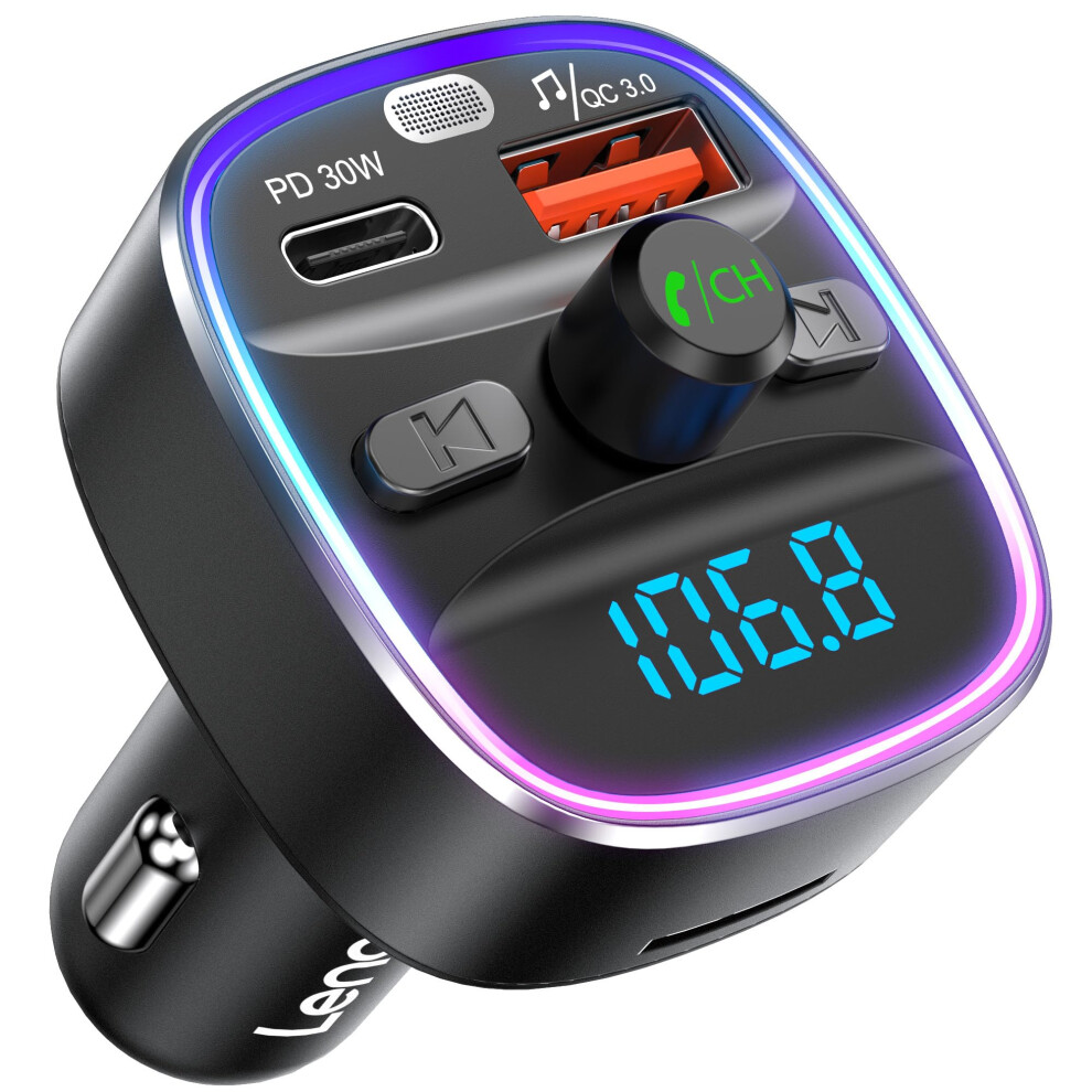 Bluetooth 5.4 Fm Transmitter Car Adapter 48W [Pd 30W & 18W] [7 Color ] [Fast Charging] Wireless Radio Music Adapter Hands-Free Calling, Support Light 6974827494271