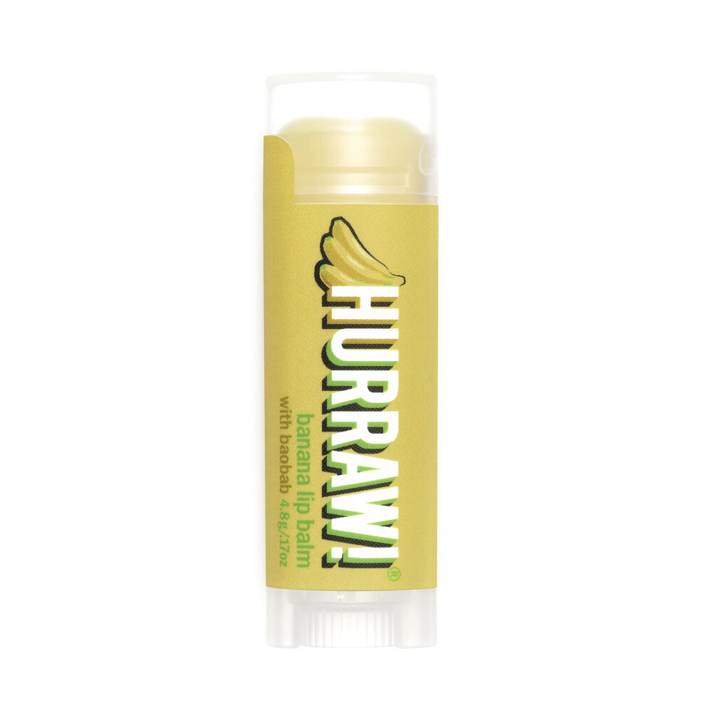 Hurraw! Banana Lip Balm: Organic Certified Vegan Cruelty And Gluten Free. Non-Gmo 100% Natural Ingredients. Bee Shea Soy And Palm Free. Made
