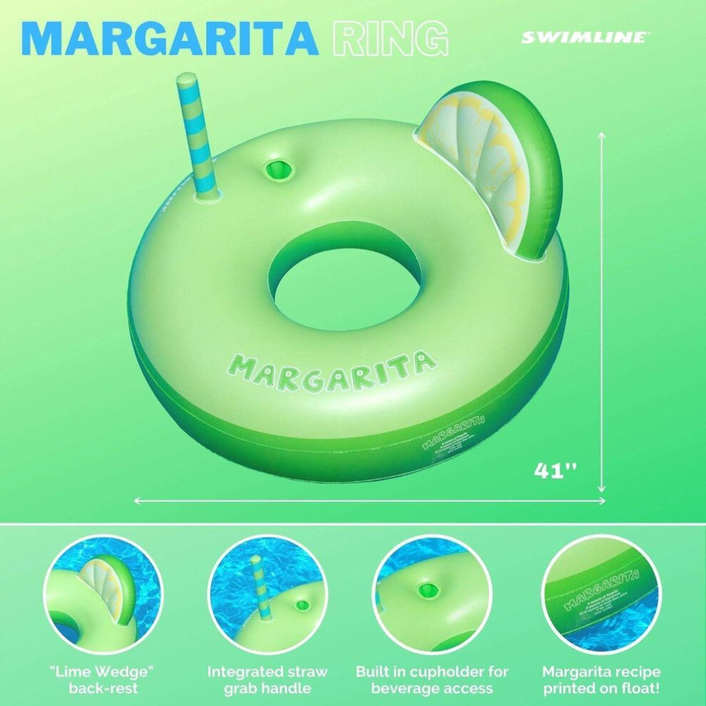Inflatable Ring Pool Float Round Floating Lounge Chair With Maple Leaf Canopy & Hole Design