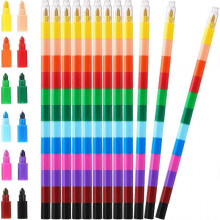 Stacking Crayons Stackable Buildable Crayons Colored Crayons for School Office Supplies (12 Count)