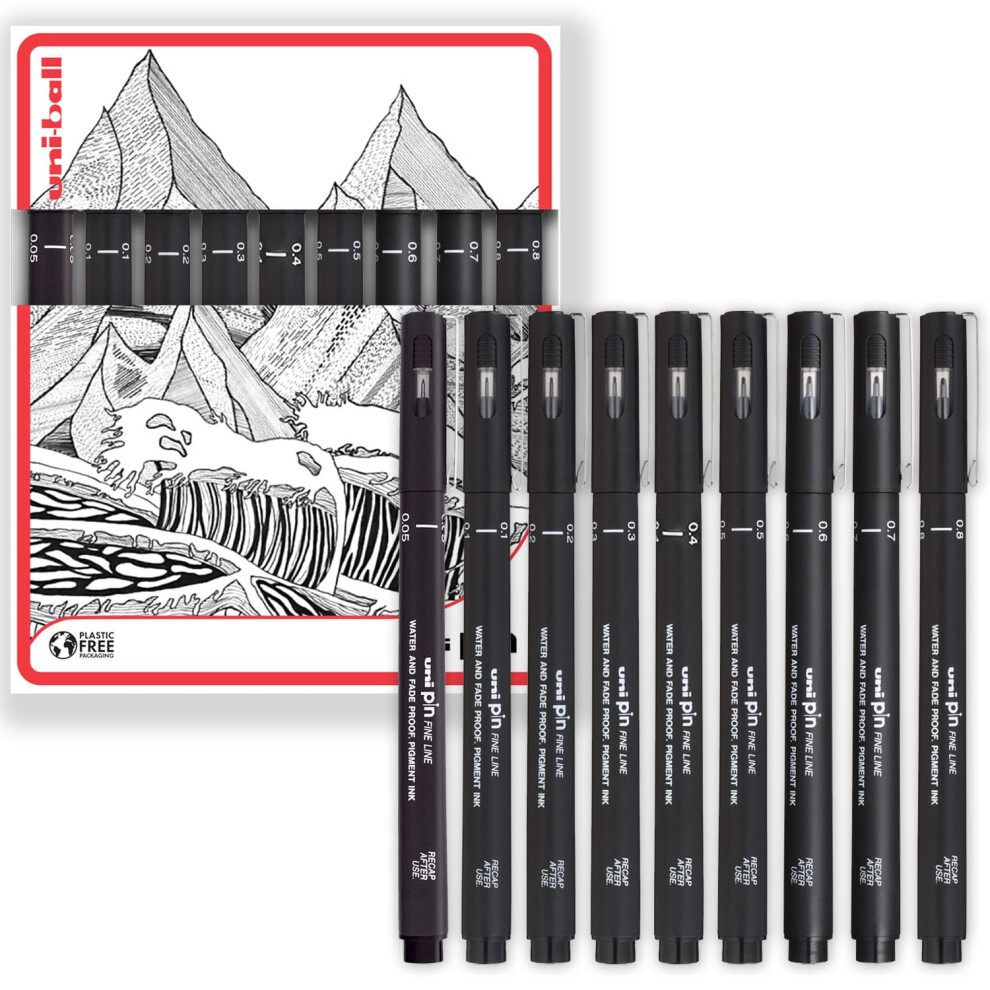 PIN Fineliners | Black Fine Tipped Writing Pens | Water & Fade Resistant Ink | Ideal for Sketching, Scrapbooking, Outlining, Art, Technical Drawing |