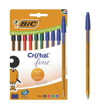 BIC Kugelschreiber Cristal 0,8mm assortiert, Set von 10 Stiften