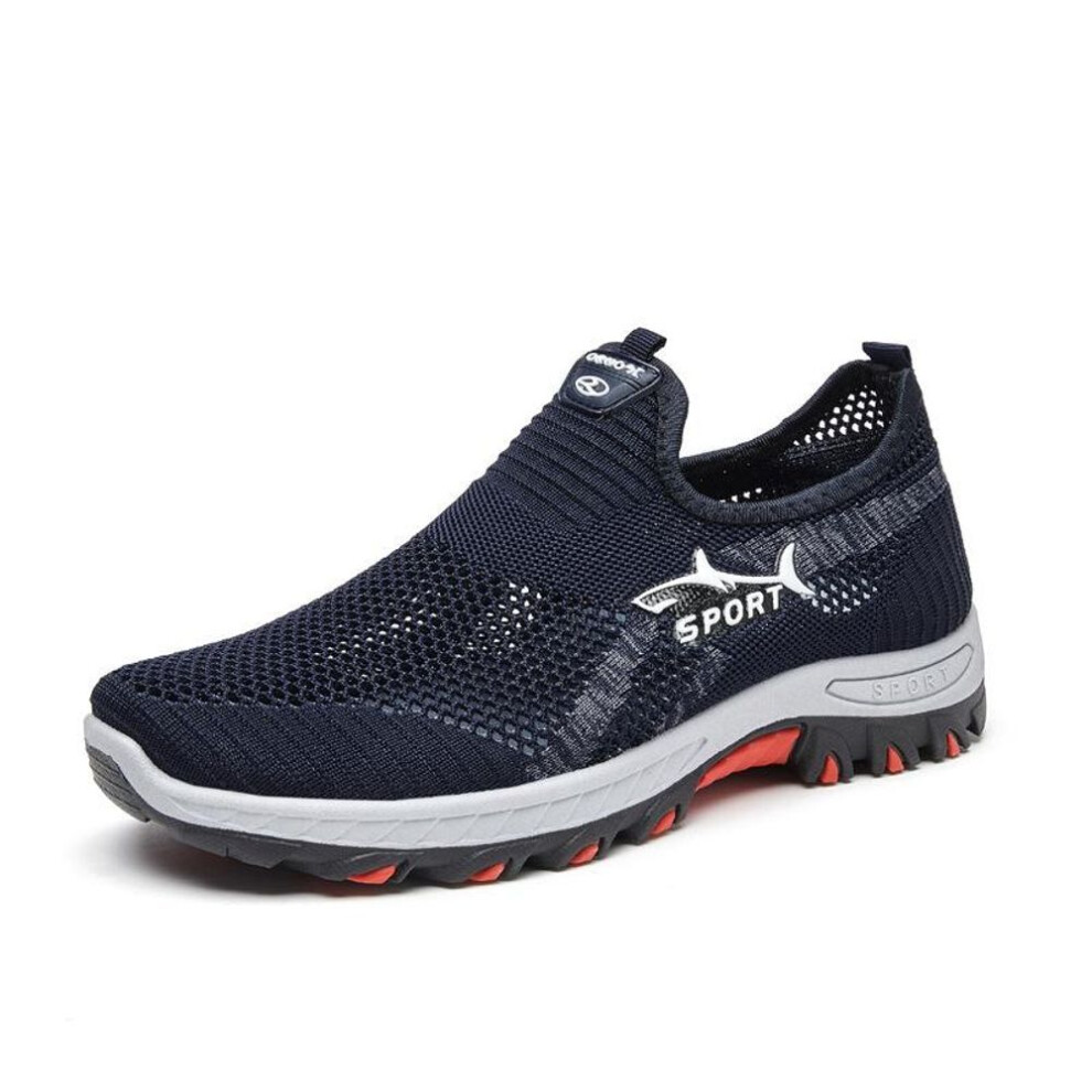 (blue, 44) Men Mesh Shoes Lightweight Comfortable Men's Sneakers Slip On Flats Shoes Loafers