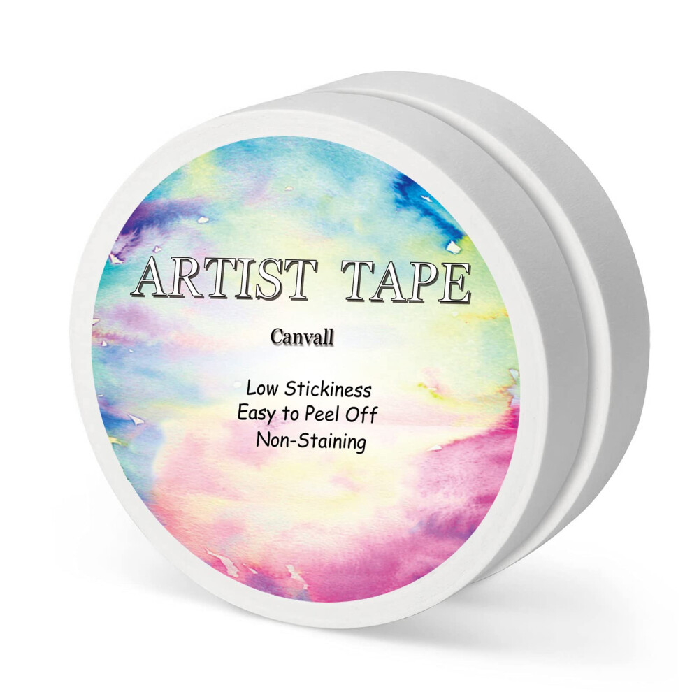 Masking Artists Tape 2 Pack White, Acid-Free Self-Adhesive Tape For Drafting Art Watercolor Painting Canvas Framing Paint Maskï¼2Cm Wide 100M Long 794471588203
