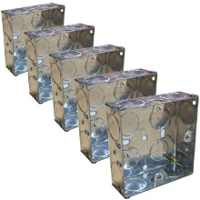 5 x Single Metal Back Box 25mm Flush Wall Pattress / 1 Gang Electrical Sockets