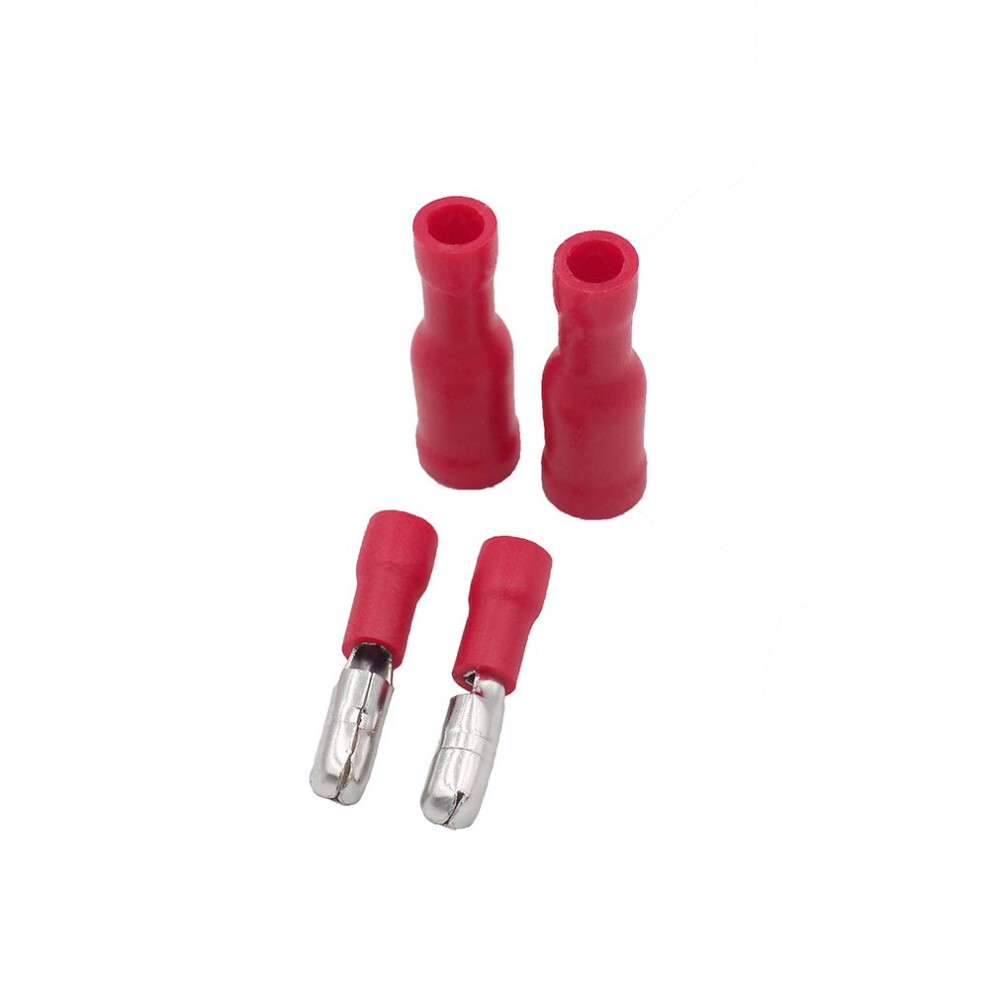 100X Red Bullet Connector Insulated Crimp Terminals For Electrical & Audio Wiring - 50X Female And 50 X Male 610738121870