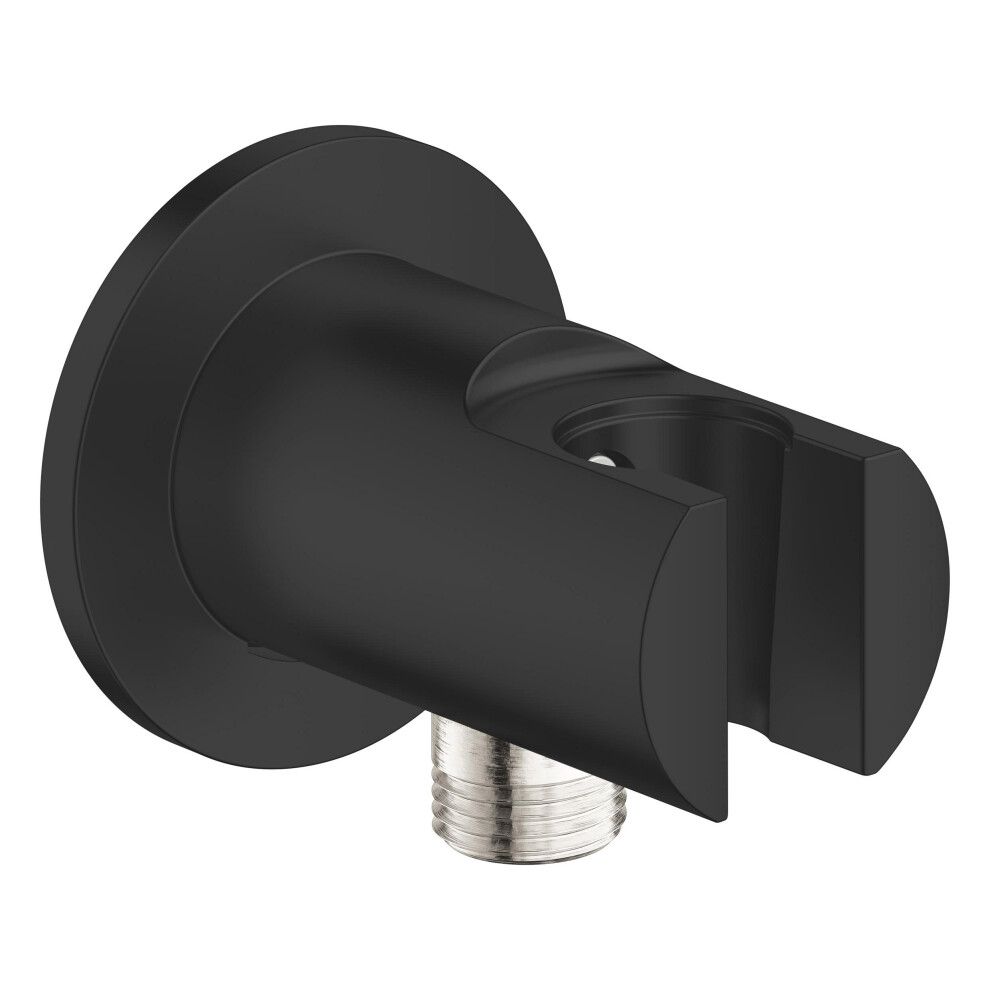 Vitalio Universal Wall Union with Shower Outlet Elbow 1/2 Inch and Wall Holder Male Thread for Hand Showers, Matt Black, 269622431