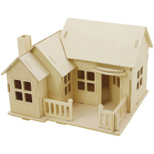 57875 3D Wooden Construction Kit, House with terrace, size 19x17,5x15 , ply, 1pc, wood