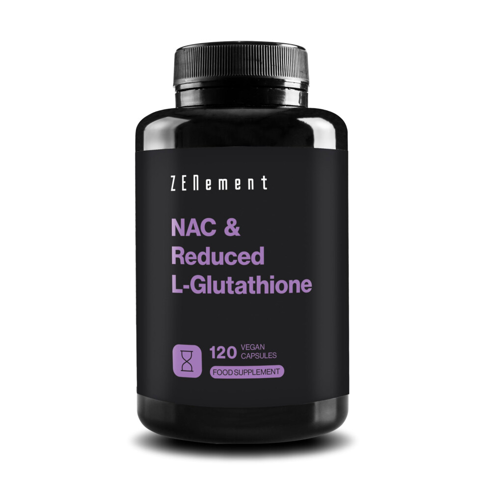 Zenement Nac And Glutathione | Nac N-Acetyl-Cysteine 300Mg And Glutathione Reduced 250Mg | Powerful Antioxidant | High Bioavailability & No Fillers | 120