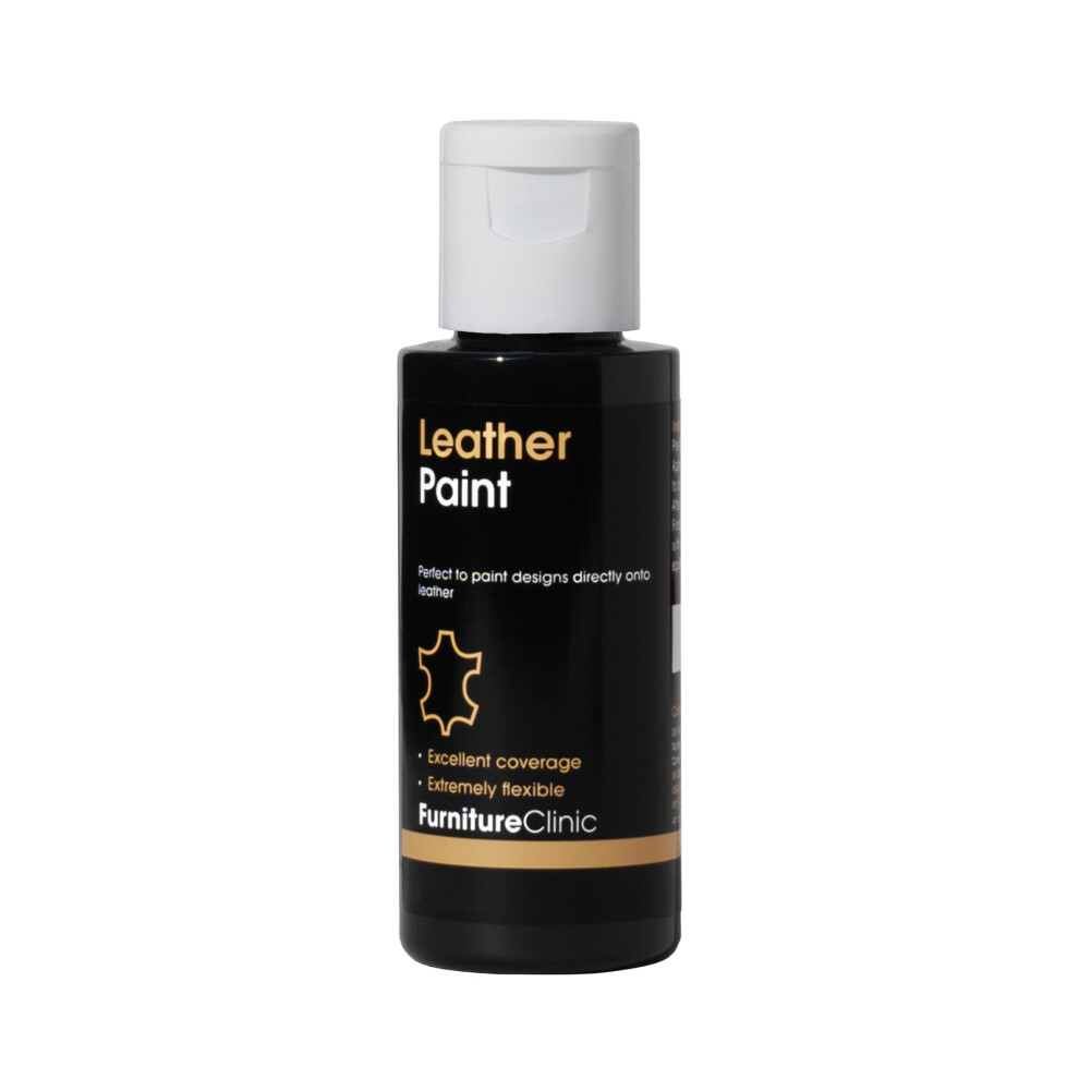 Furniture Clinic Leather Paint - For Painting All Leathers: Footwear, Handbags, Clothing, Etc. Flexible And Durable (, 50Ml) Black