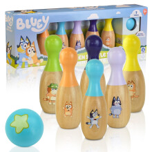 - Wooden Skittles Set - Indoor & Outdoor Bowling Game for Kids - 6 Character Pins & 1 Ball - Develops Motor Skills & Hand-Eye Coordination - FSC