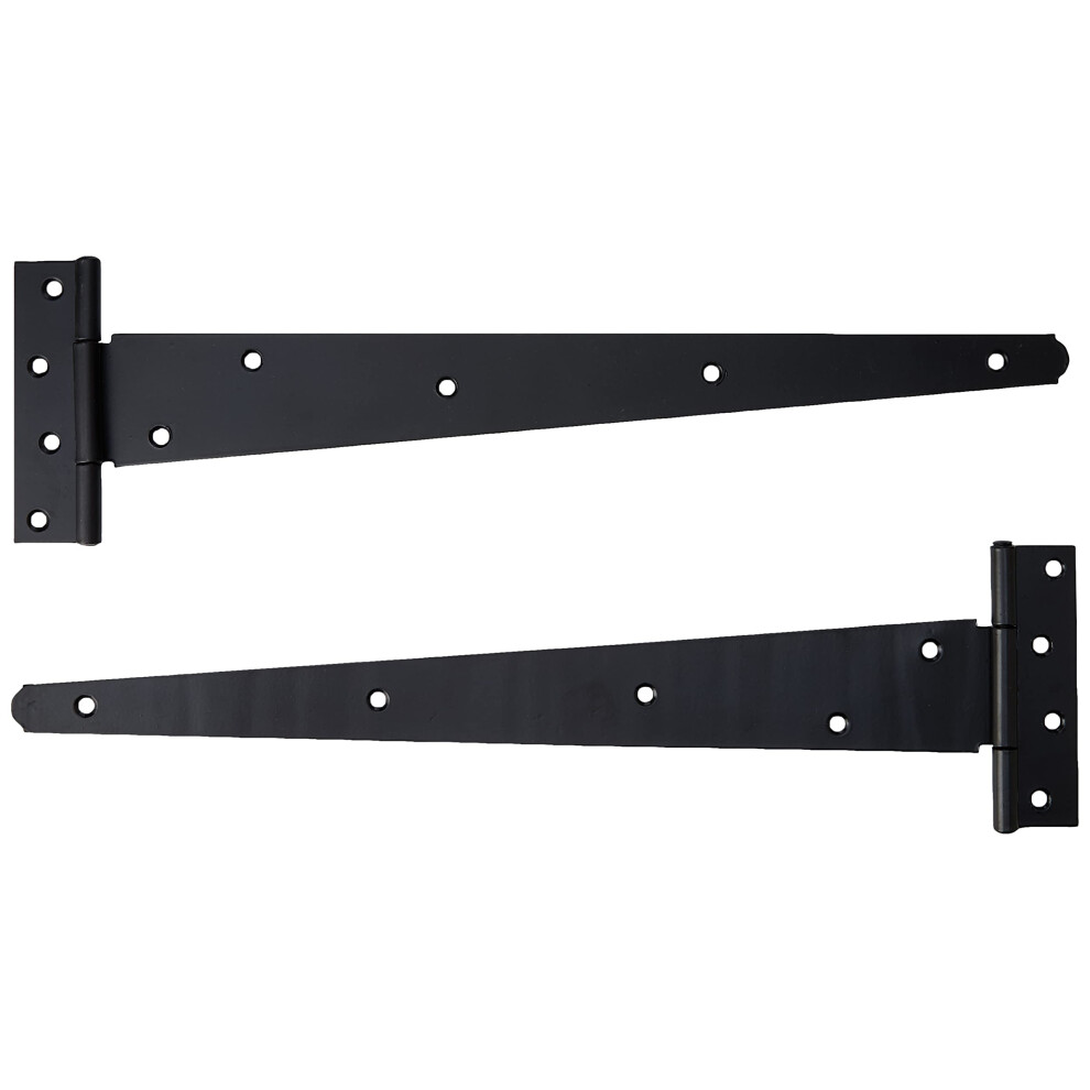 Bh01991 (2 Pcs) Heavy Duty Strap Tee Hinges, Black Japanned 400 Mm (16 Inch) - Pack Of 2 Pieces 5013249364104