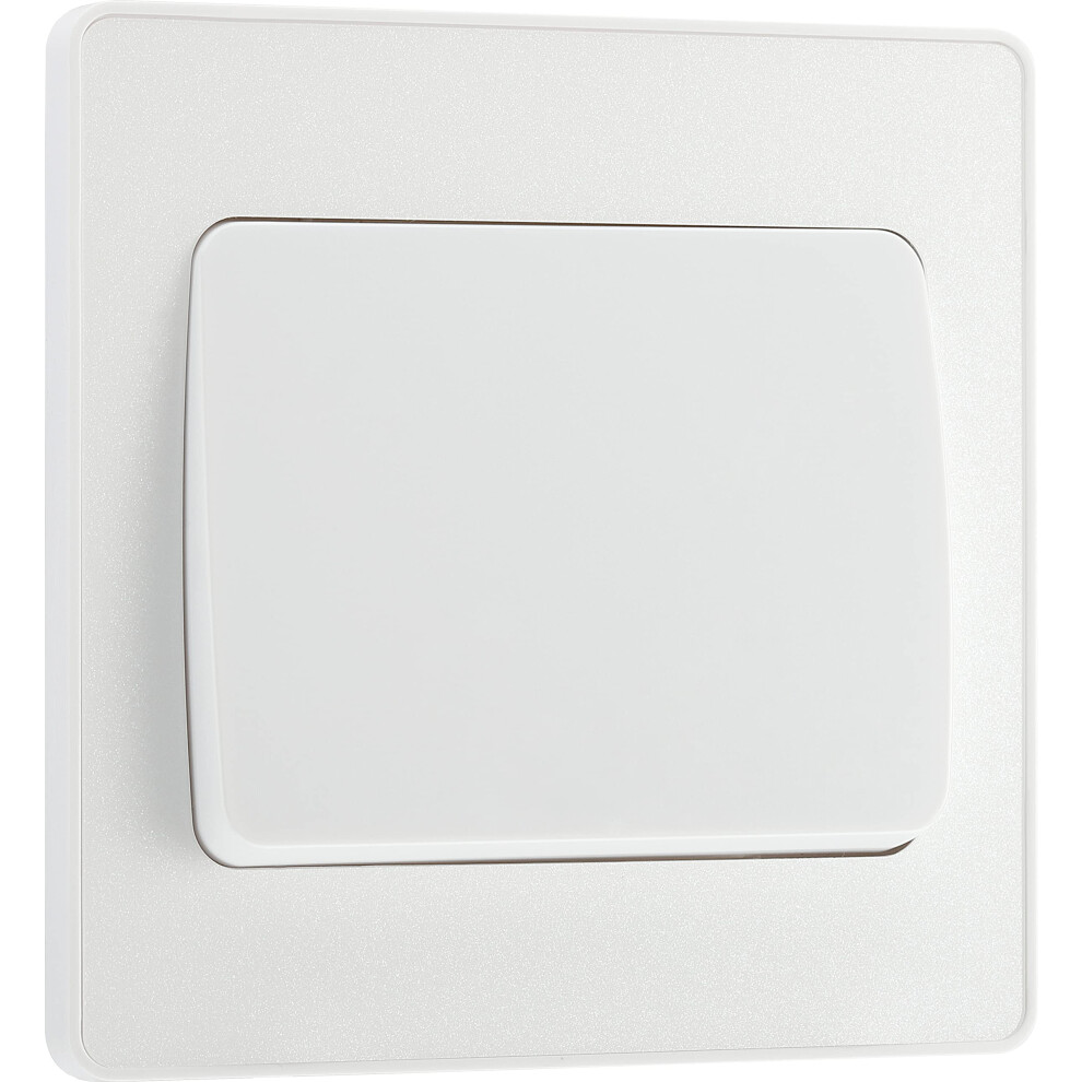 Bg Electrical Single Wall Light Switch, Wide Rocker, 2 Way, Screwless Front Plate, Round Edges, Evolve, Pearlescent White, 20A, 16Ax, Pcdcl12ww 5050765192798