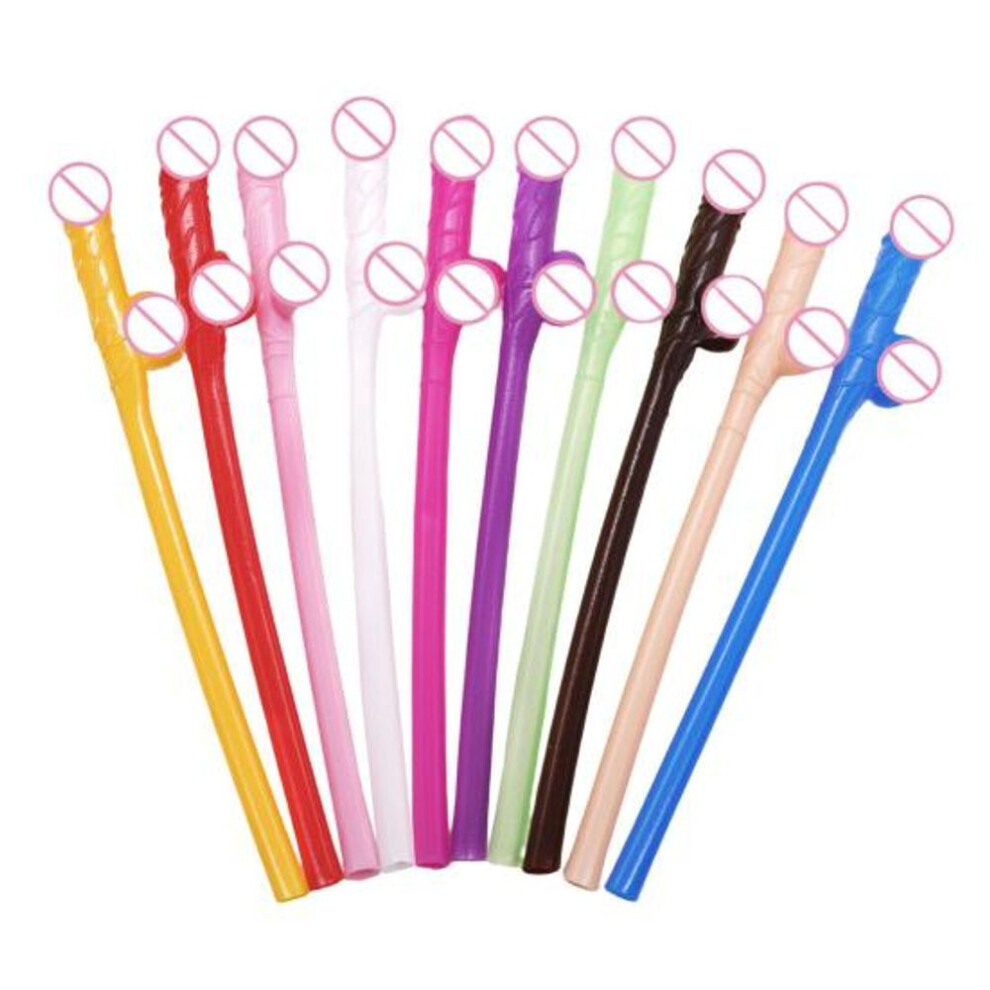 (as the picture, 10pcs) Fun Plastic Straws for Parties Reusable Naughty Drinking Straws Humorous Colorful Straw Creative Bachelorette Birthday Wedding Decorations