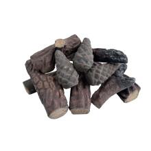 Fireplace Gas Logs, 10pcs Small Ceramic Wood Fire Logs, Decorative Ceramic Wood Log Set for Indoor Outdoor Gas Insets, Vented, Ventless, Electric,