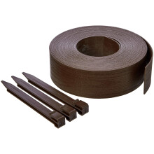 Landscape Garden Lawn Edging Coil Border with 10 Stakes, 8 cm/3 inch x 12m/40 feet, Brown